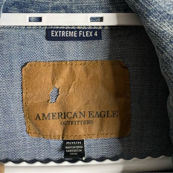 American Eagle Men's Medium Indigo Button Denim Jacket - Picture 5 of 7